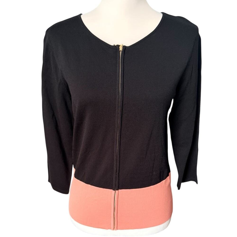 White House Black Market 3/4 Sleeve top Black Pink Medium